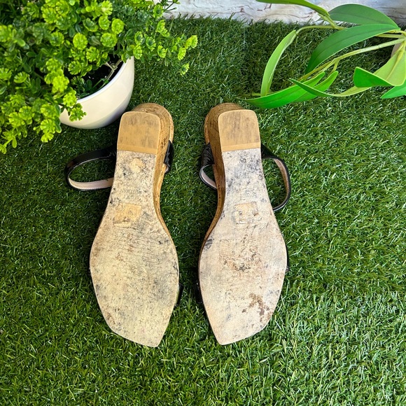 STUART WEITZMAN Aleena Square Toe Wedge Slide SANDAL SIZE 6 Black Patent - Picture 15 of 16